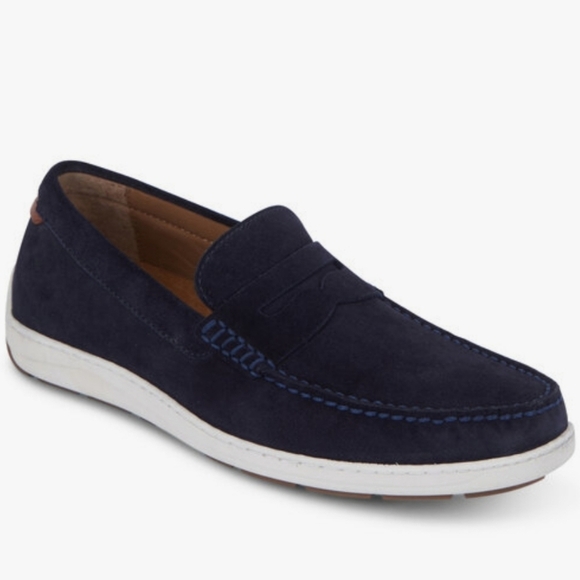Trask Sheldon Navy Blue Suede Penny Loafer SZ 8.5 - Picture 1 of 12